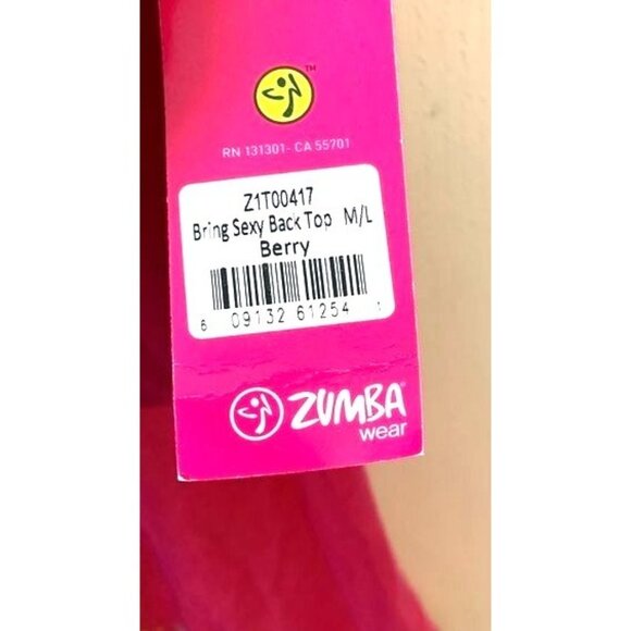 Zumba Wear "Bring Sexy Back" Top M/L Berry Color - Picture 3 of 10